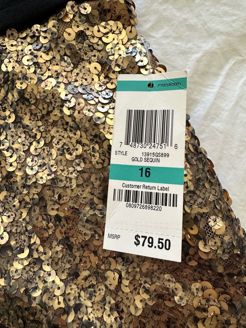 INC International Concepts NWT Gold Sequin Mini Skirt, size 16 - Picture 9 of 12